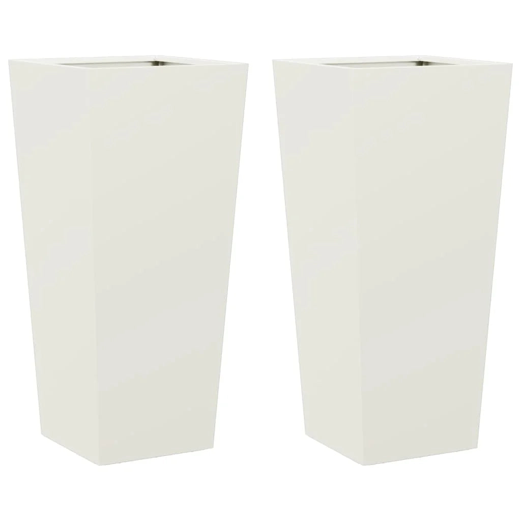 Fioriera rialzata per piante fiori giardino terrazze set da 2 35 x 35 x 75 cm acciaio bianco 02_0038940