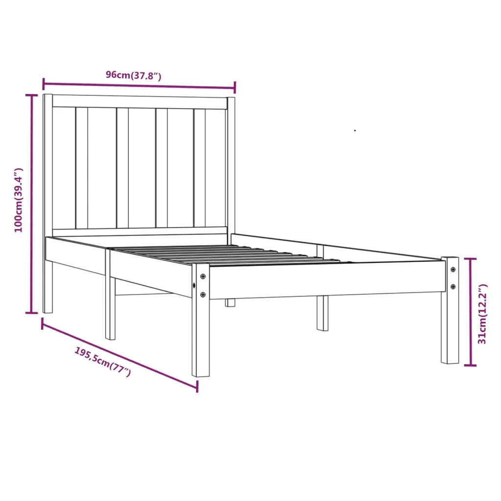 Giroletto-Struttura Letto in Legno Massello di Pino 90x190 cm Single 250027