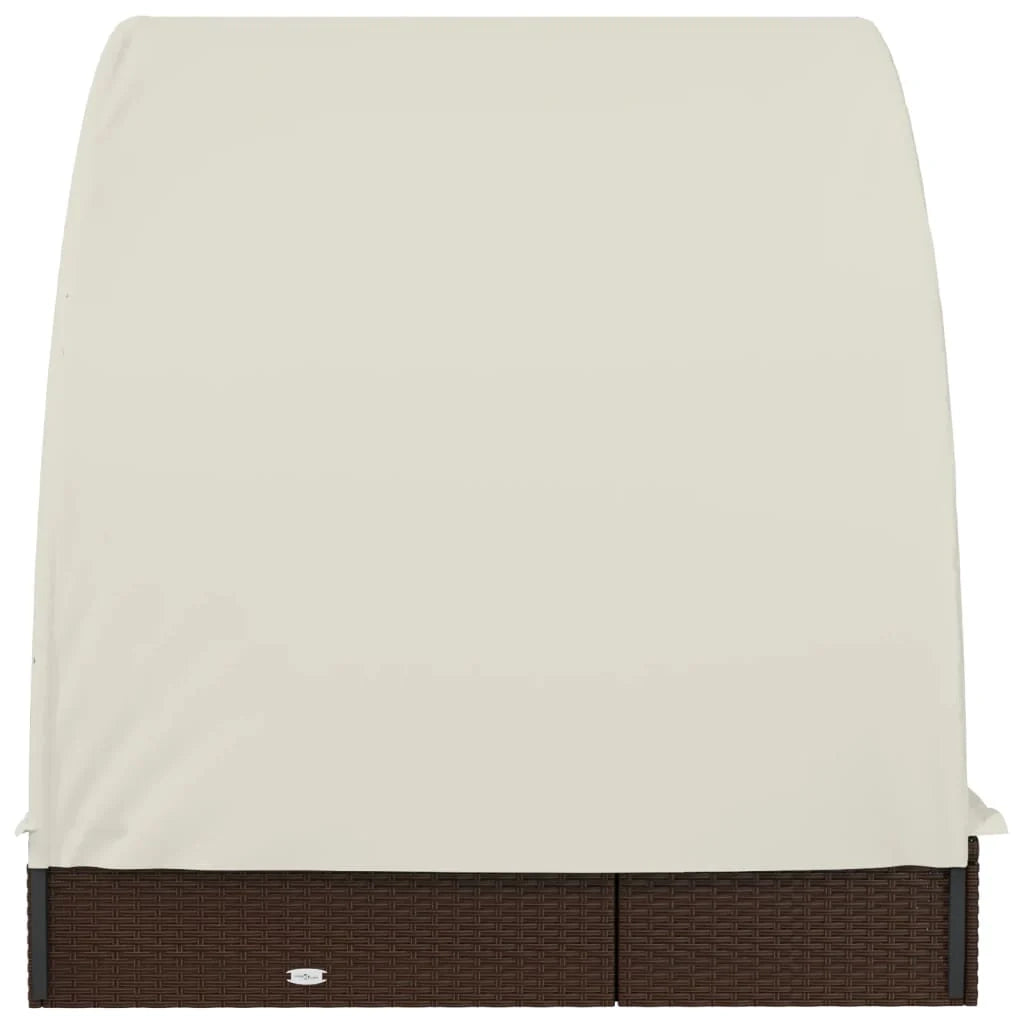 Lettino prendisole/sdraio per 2 persone con tettuccio rotondo 211 x 112 x 140 cm marrone 02_0012192