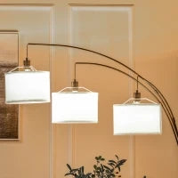 Lampada da Terra 3 Luci e Braccia Flessibili Base in Marmo Altezza 205cm