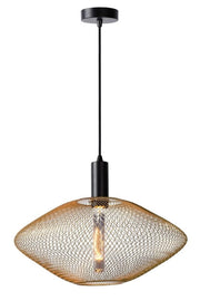 Lampada a sospensione Lucide Mesh Ø45 nero/ottone E27
