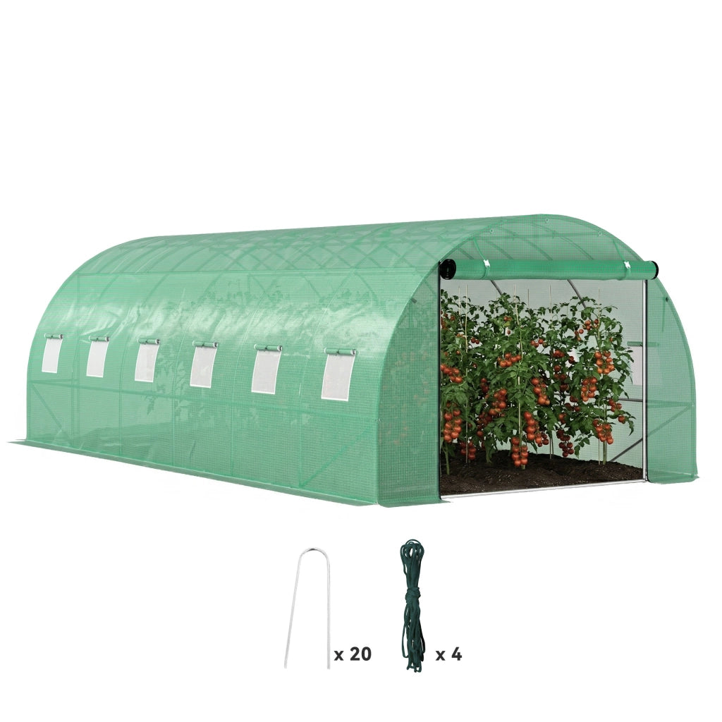 Tunnel Serra in Plastica con Telaio Acciaio e Porte a Rullo ¨C Zephmum ¨C Verde