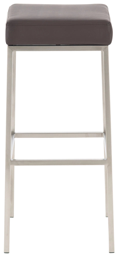 Set 2 sgabelli bar Montreal in similpelle marrone,acciaio inossidabile