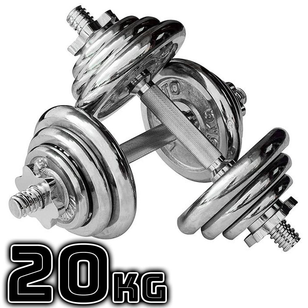Trade Shop - Coppia Manubri Dumbbell Componibili Tot 20 Kg Pesi Palestra Fitness Bodybuilding -