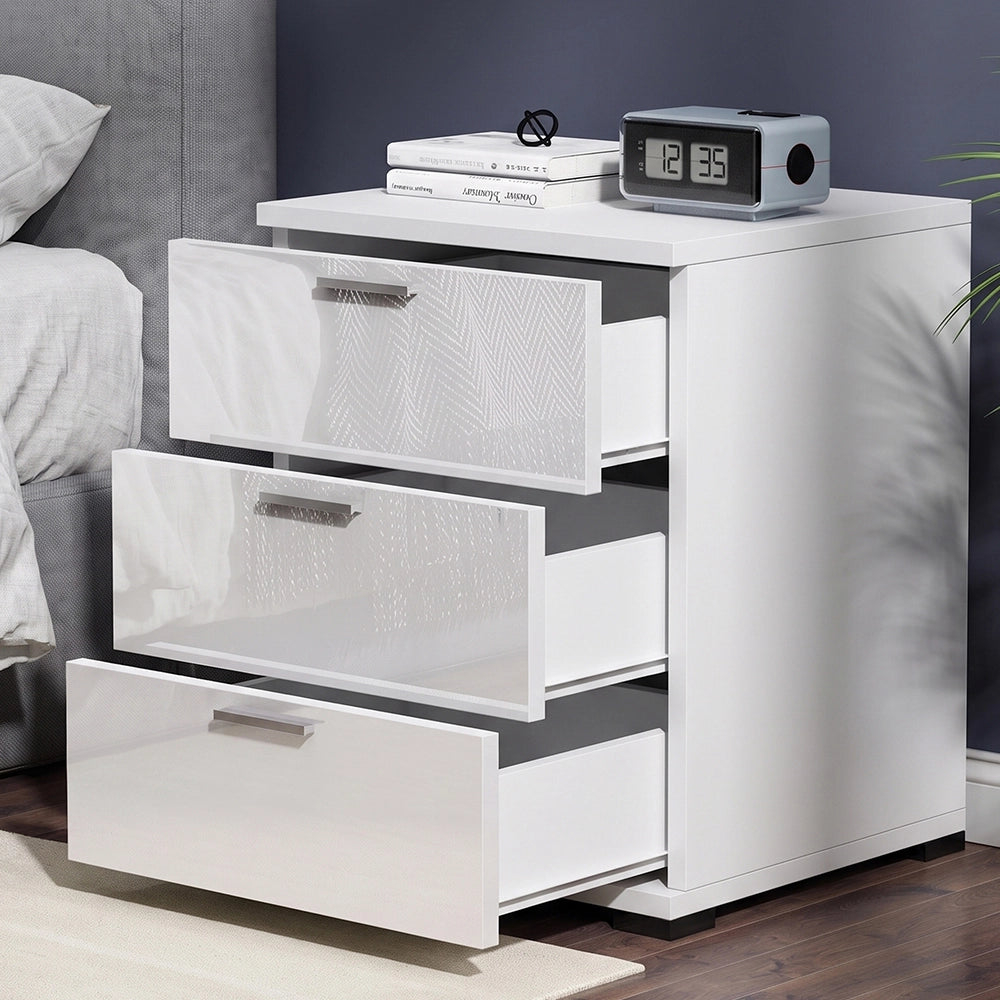 Comodino camera da letto Marseille Bianco lucido 46.2 x 60 cm Vicco