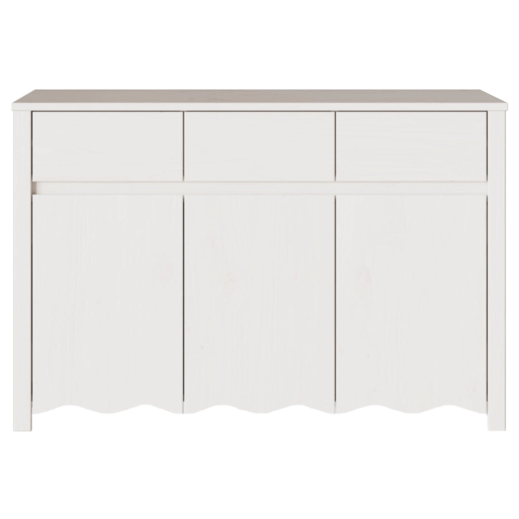 Credenza "DRAMMEN" Bianca 114x43x75,5 cm in Legno Massello di Pino
