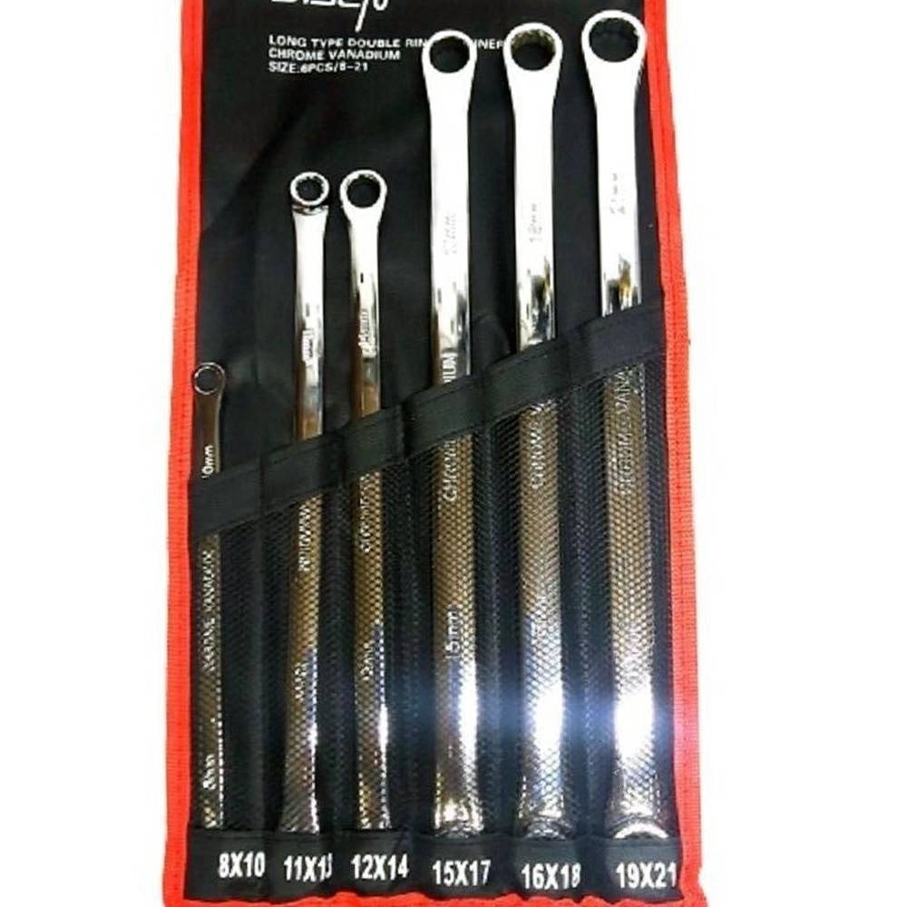 Trade Shop - Set 6 Pz Chiavi Inglesi Extra Lungo Double Chiavi Poligonali Da 8mm-21mm Metrico -