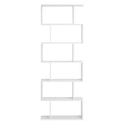Libreria a zig-zag moderna bianca a 6 ripiani