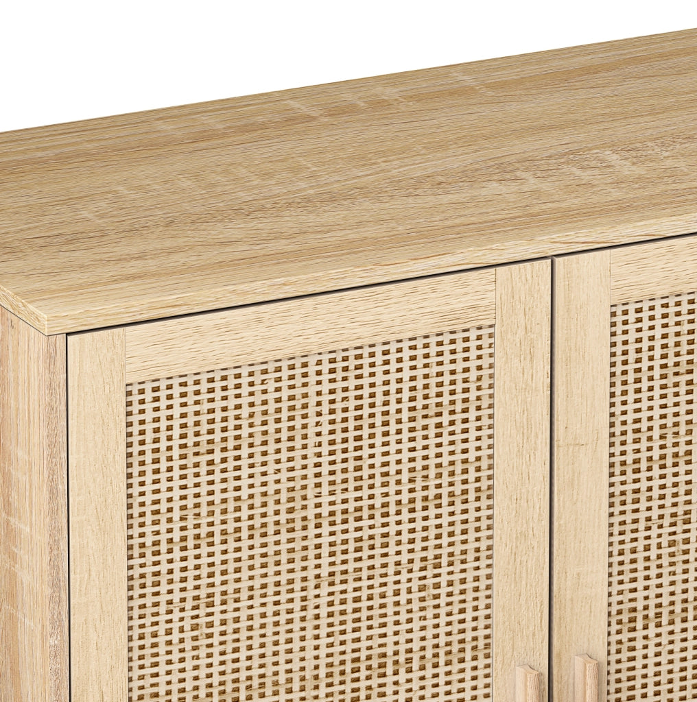 Mobile contenitore a 4 ante in rattan naturale