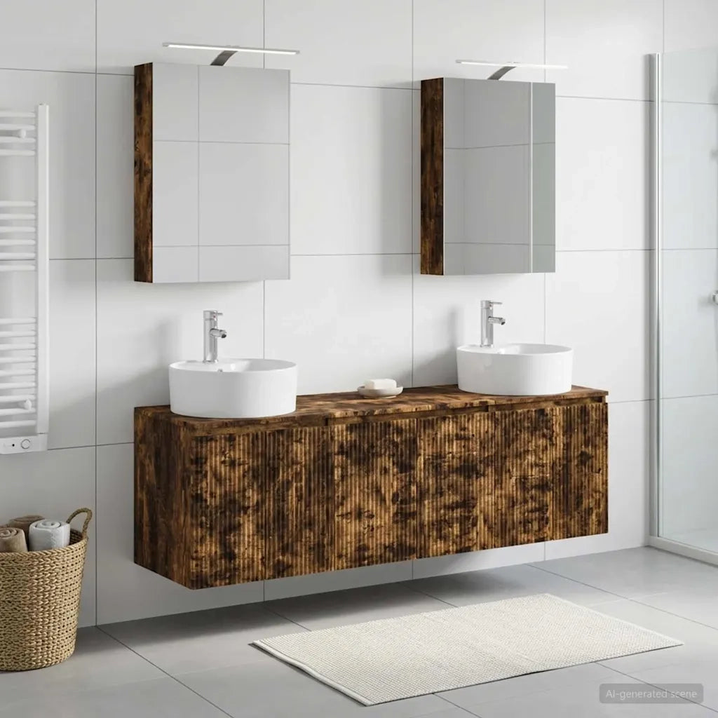 Set di Armadi da Bagno 5 pcs Rovere Fumo Legno ingegnerizzato 3406435