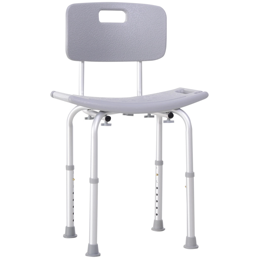 EasyComfort Sedia da Doccia per Bagno in Alluminio e Plastica Altezza Regolabile 8 Livelli 71-88cm Piedini Antiscivolo