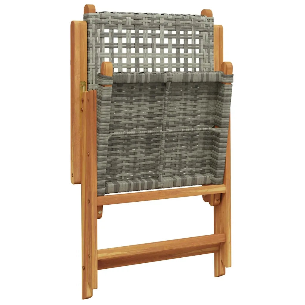 Sedie Giardino Reclinabili 6pz Grigie Polyrattan Legno Massello 3214524