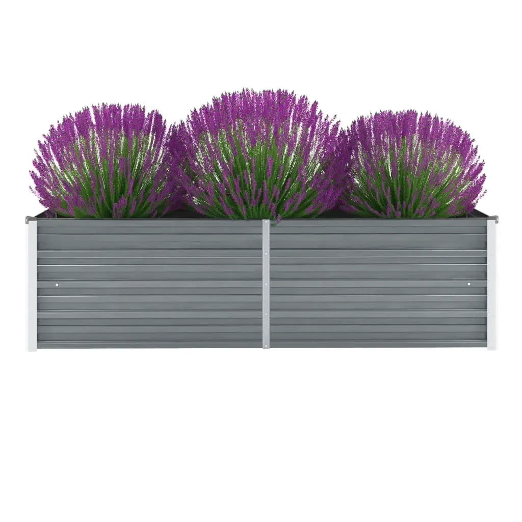Fioriere | Cassetta per fiori | Letto Rialzato Giardino in Acciaio Zincato 160x40x45 cm Grigio