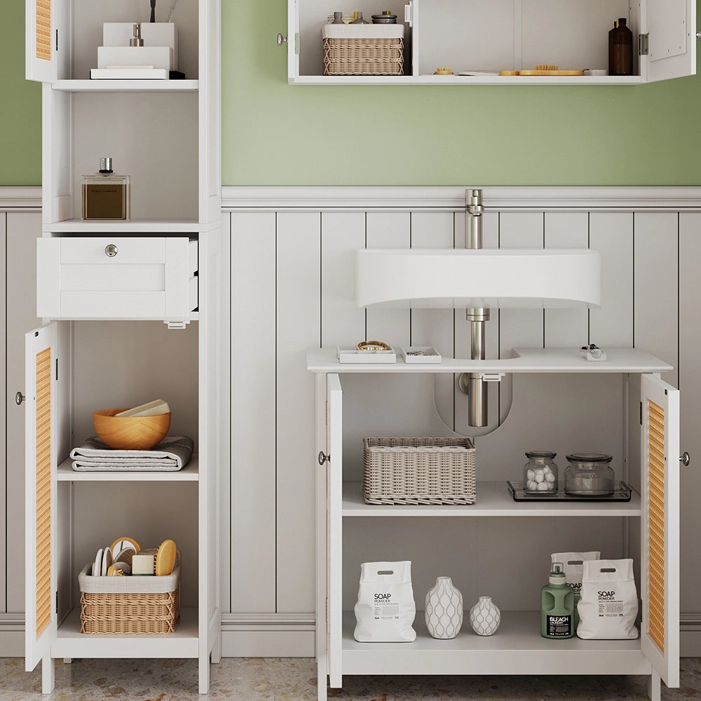 Vicco Set di mobili da bagno Bianco 3 pezzi, con colonna