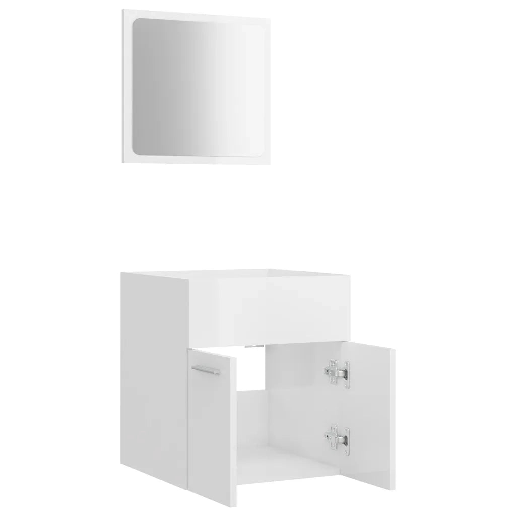 Set Mobili da Bagno 2 pz Bianco Lucido in Truciolato cod mxl 60668
