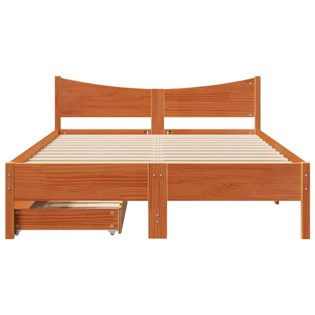 Giroletto Cassetti Marrone Cera 135x190 cm Legno Massello Pino 3301922