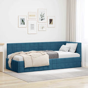 Cornice del letto ad angolo Blu 80 cm x 200 cm Velluto