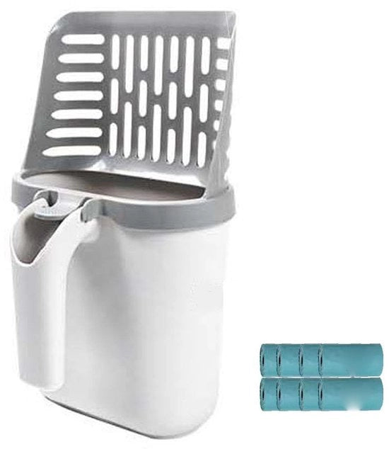 Scatola per Cibo e Cattivo 2 in 1 - Contenitore Integrato per Sacchetti della Spazzatura - Materiale PP Leggero - Compreso 8 Sacchetti della Spazzatura - Dimensioni: 15 x 7 x 27 cm - Facile da Pulire - Cassetto per Cibo e Cattivo