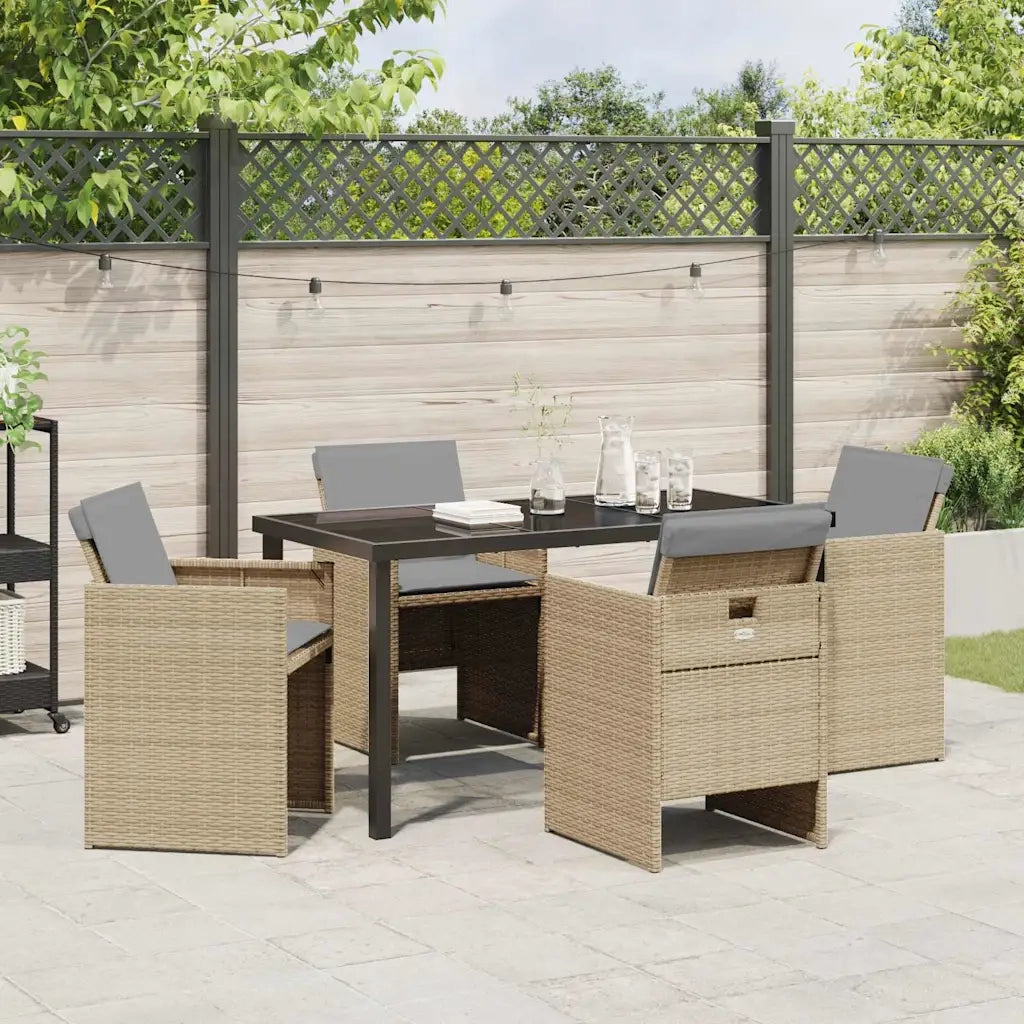 Set da Pranzo per Giardino 5 pz | Set Salotto da Giardino Beige polyrattan