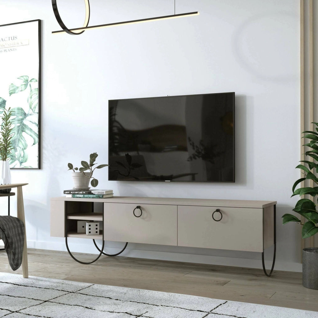 Adige, Mobile Porta tv 2 Cassetti, 150x36x44h cm Beige