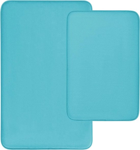 Set da Bagno 2 Pezzi, Gommapiuma, Antiscivolo, Asciugamano da Bagno, Set da Bagno 2 Pezzi, 40 x 60 cm + 50 x 80 cm, Verde Mare