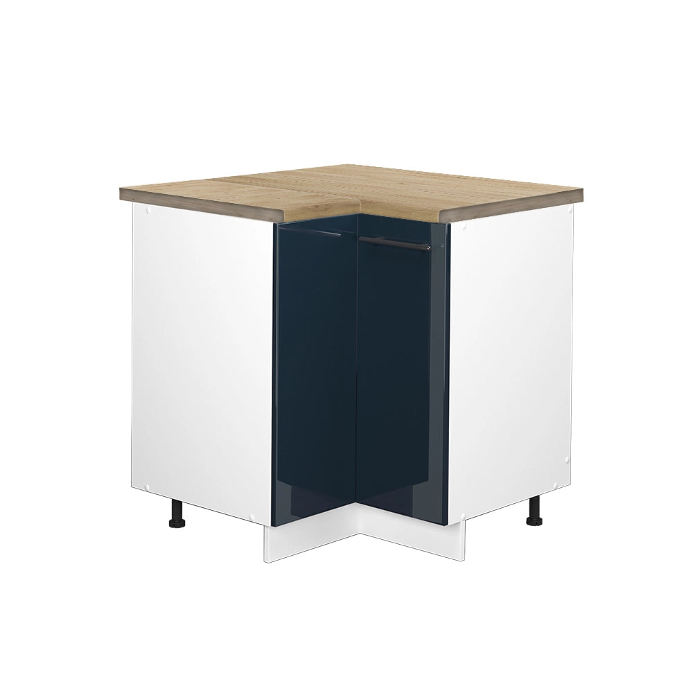 Mobile ad angolo cucina Fame-Line Blu scuro lucido/Bianco 80.5 cm, PL Rovere Vicco