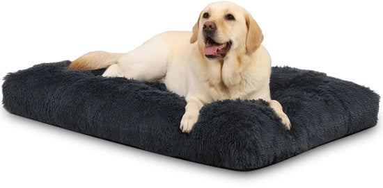 Letto per cani per grandi cani, lavabile, cuscino per cani in pelo di coniglio, morbido, 91x68cm, fondo antiscivolo, giaciglio per cani per grandi e medi cani, lettino per cani, materasso per cani, letto per animali domestici, colore ombra grigio scuro