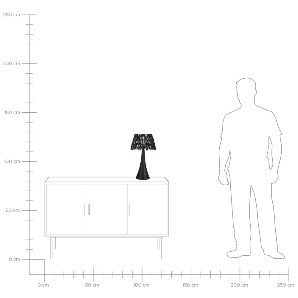 Lampada da tavolo a stelo con paralume in tessuto e base in in metallo nero Design moderno Accessori per la casa Soggiorno