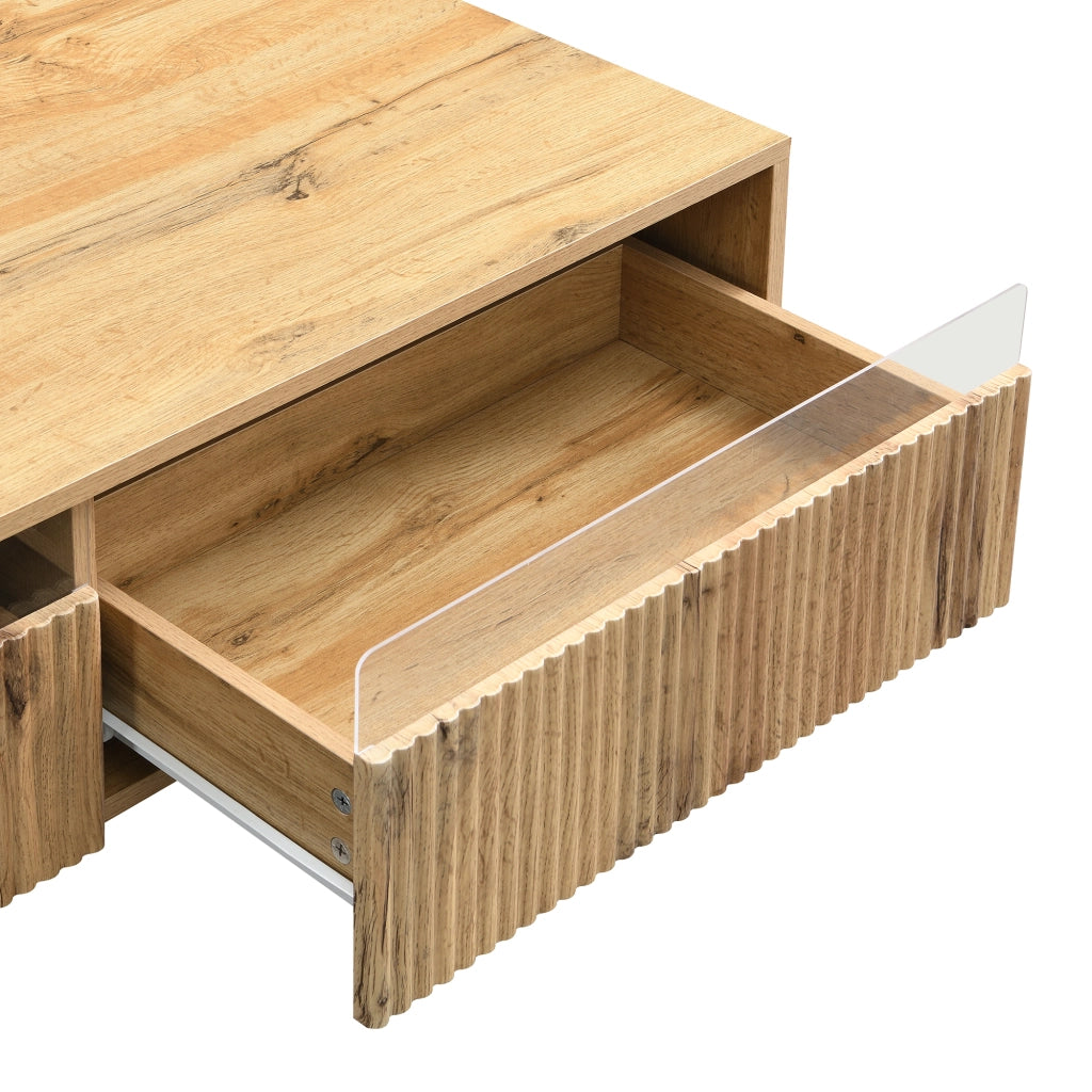Mobile TV con Couchtisch ¨C MINIMAL ¨C Legno Oro, LED, 4 Ante, 2 Cassetti, Fronte Acrilico
