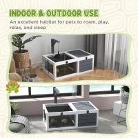 Casa Recinzione per Tartarughe o Piccoli Animali, con 2 Spazi, Supporto per Lampada, 81 x 48 x 31,5 cm, Grigio