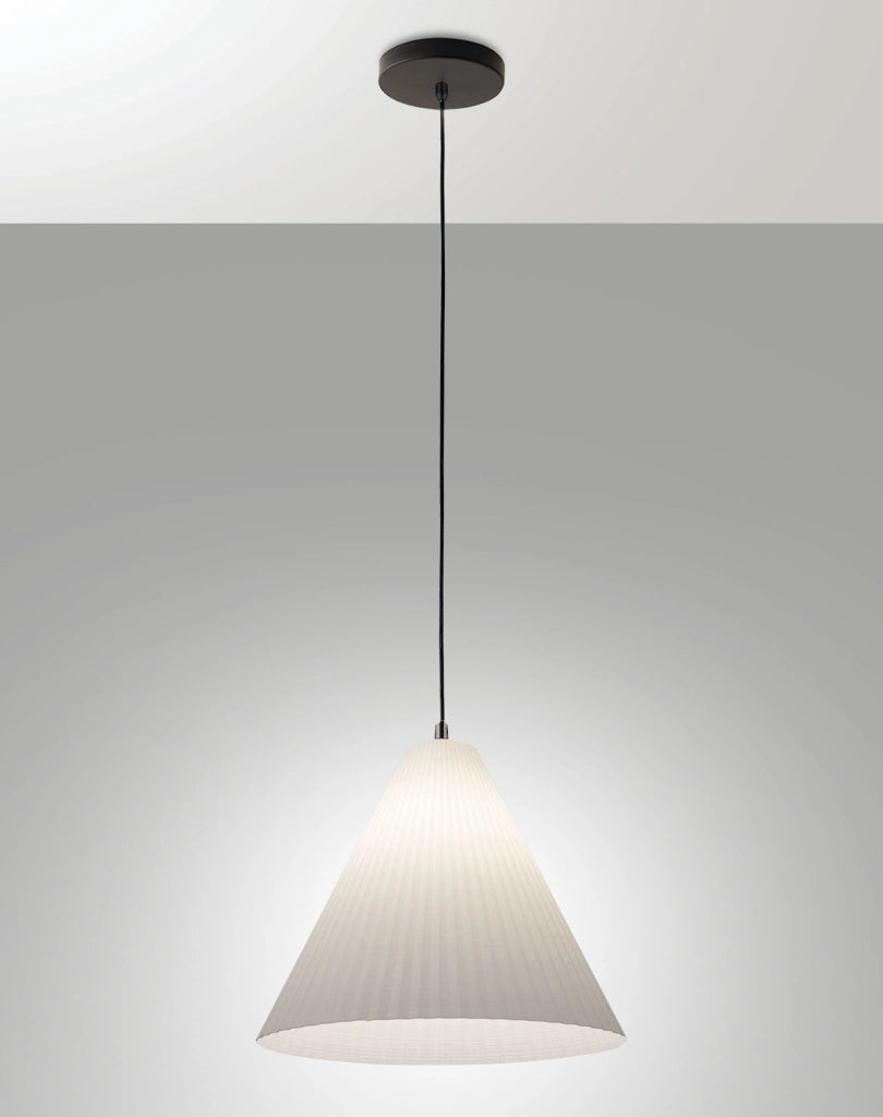 Lampada a Sospensione Cone, Struttura in Metallo e Plastica Vegetale, Attacco E27, IP20, Colore Bianco, Diametro 315mm - Design Moderno