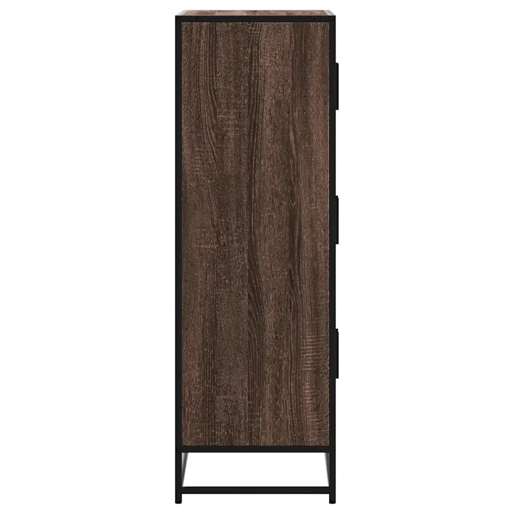 Credenza Rovere Marrone 68x35x106,5cm Legno Multistrato Metallo