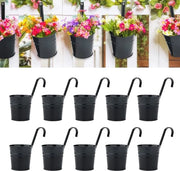 Decine di pezzi di vasi da giardino in metallo appesi 16 cm con gancio rimovibile in nero