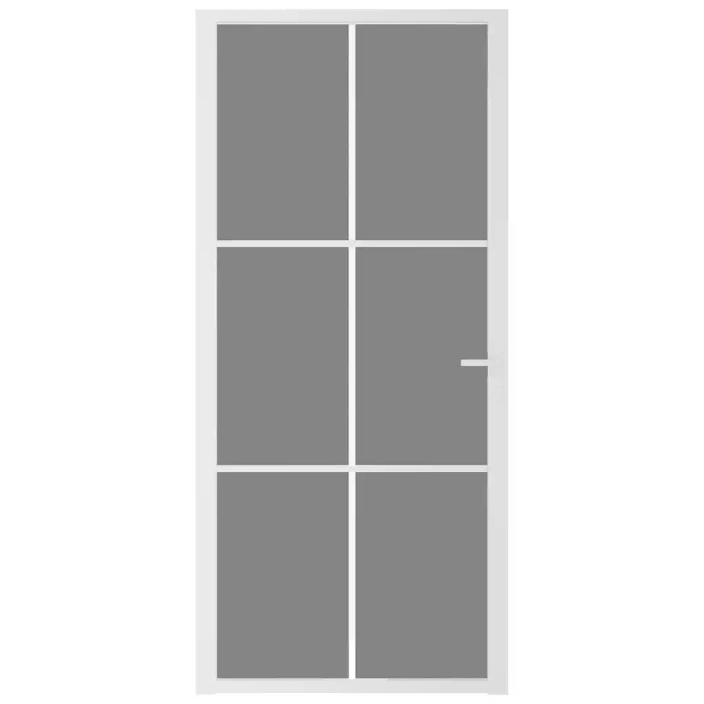 Porta Interna 93x201,5 cm Bianca in Vetro ESG e Alluminio 350590