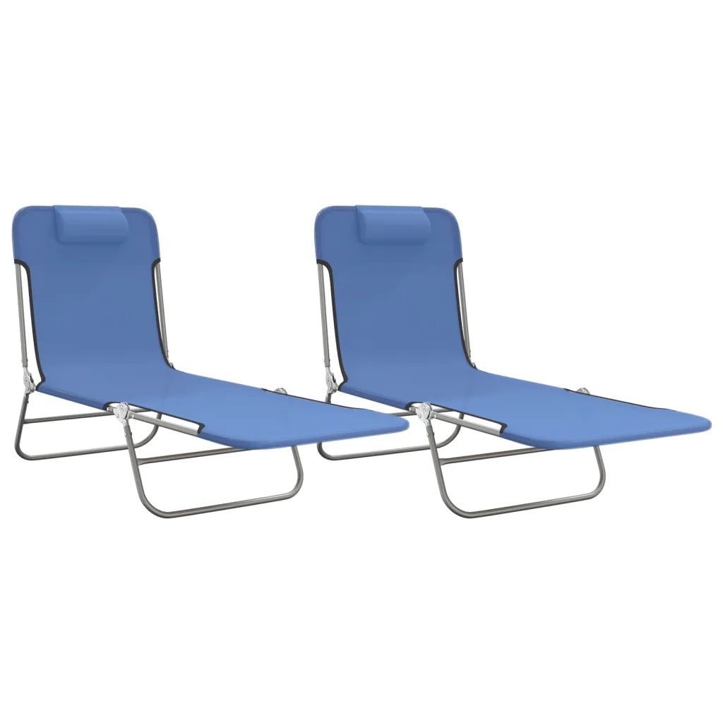 Lettini Prendisole 2 pz Blu in Textilene e Acciaio