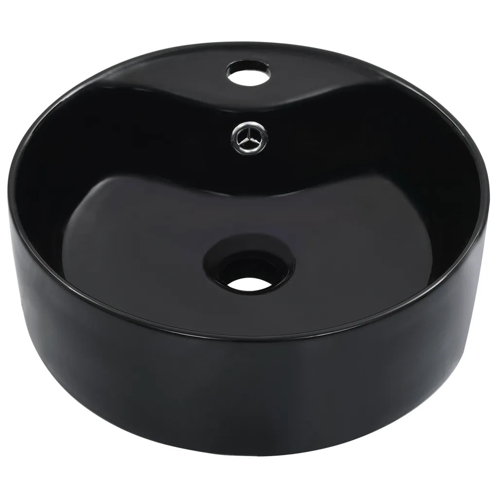 Lavandino con Troppopieno 36x13 cm in Ceramica Nero CFW6593582