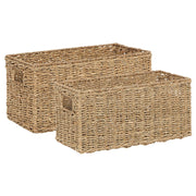 Set di 2 cestini in seagrass naturale con manici intrecciati a mano Decorazione di accessori per la casa in stile bohémien