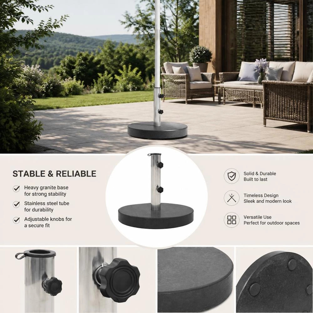 Granite Parasol Base, 28.5 Kg, Round, Black