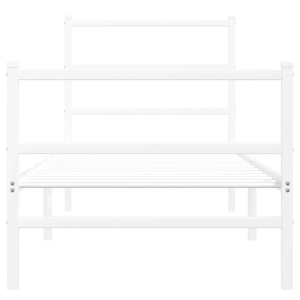 Giroletto con Testiera e Pediera-Struttura letto con testiera Metallo Bianco 80x200 cm
