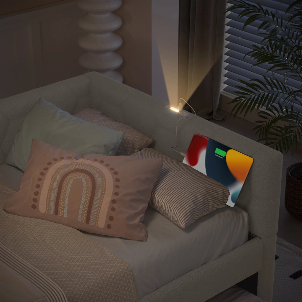 Daybett con funzione divano letto in velluto bianco 90x200 cm
