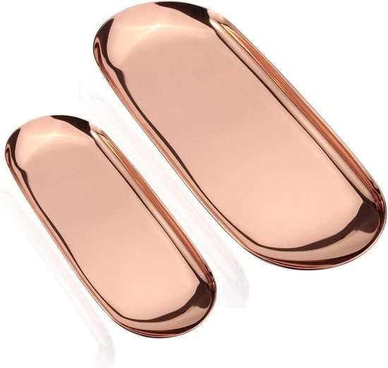 2 piatti di alluminio inox per contenitori di cosmetici, dessertkom per dolci, tazza per tè e caffè, organizzatore per asciugamani da bagno (rosa oro)