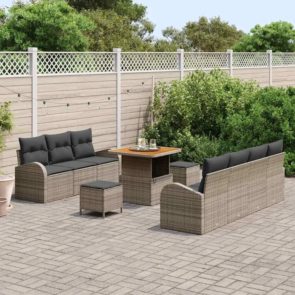 Set Divano da Giardino con cuscino con cuscino 10 pcs Grigio 3364308