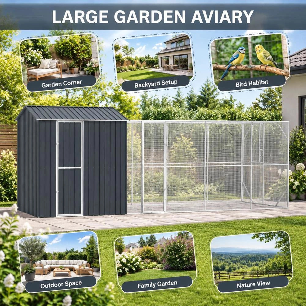 Bird Cage Anthracite 621 X 208 X 247 Cm Galvanized Steel