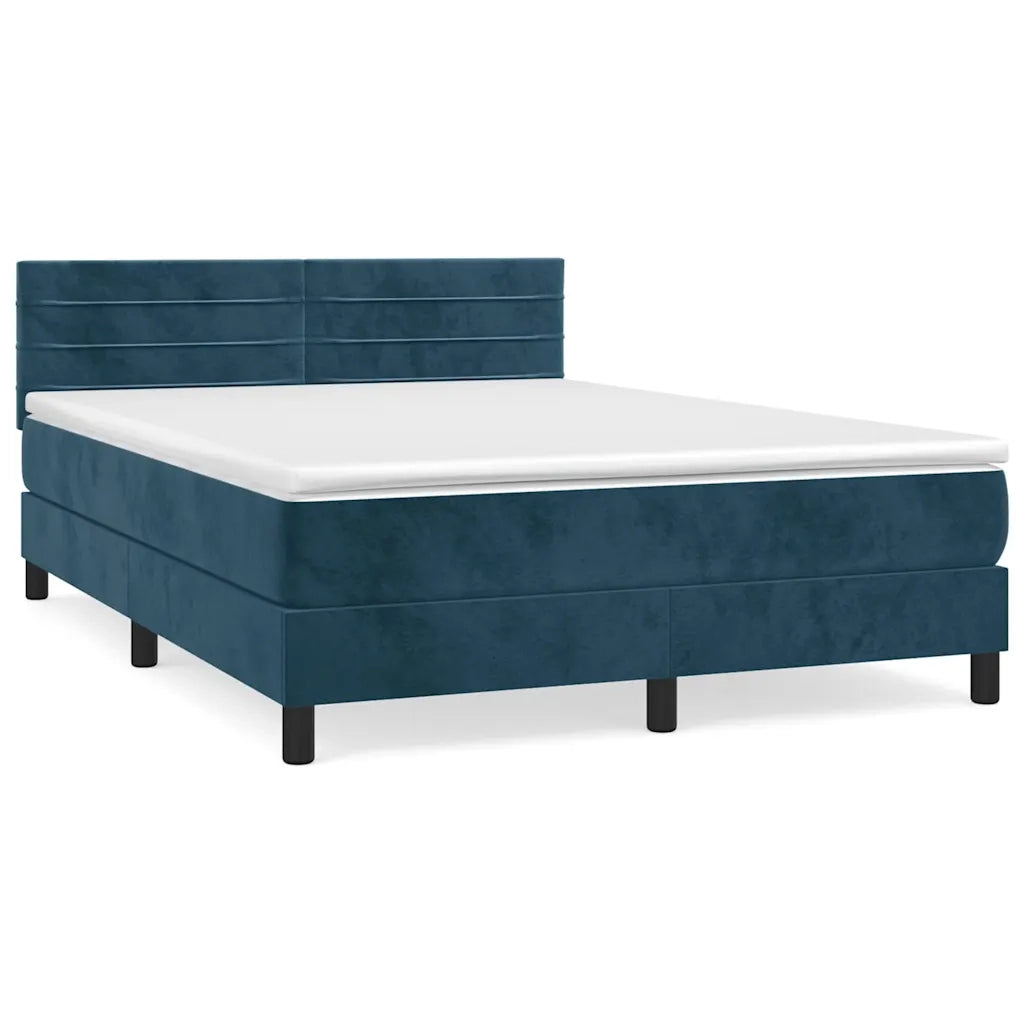 Giroletto a Molle con Materasso Blu Scuro 140x200 cm in Velluto 3141369