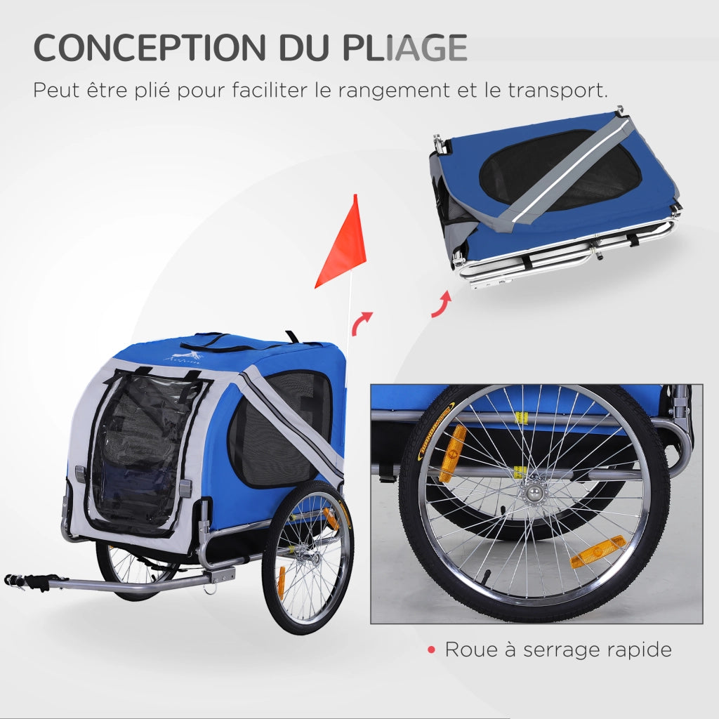 Trasportino per cani bicicletta ¨C zephmum ¨C 130x73x90 cm bianco e blu