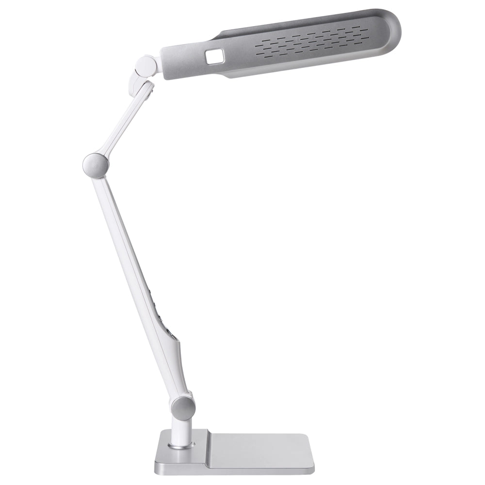 Lampada da tavolo LED per ufficio domestico con braccio regolabile e orientabil dimmer continuo e modalità CCT Colore argento