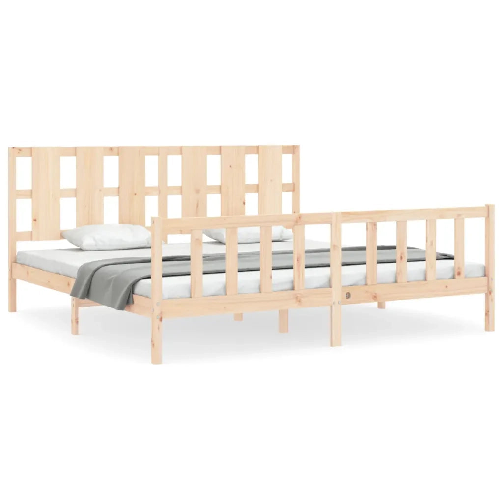 Giroletto senza Materasso-Struttura Letto 200x200 cm in Legno Massello di Pino 903724