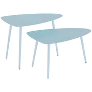 Tavolino da esterno triangolare impilabile ¨C zephmum ¨C blu chiaro, acciaio, 2 pezzi