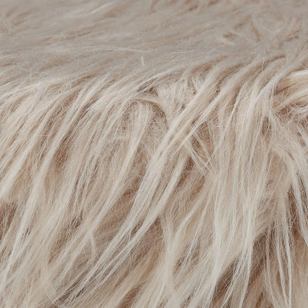 Pouf in pelliccia sintetica con 4 gambe in legno marrone 13_0002796_2