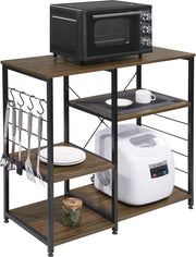Rack per cucina con 5 pannelli, Pannello di stoccaggio metallico Pannello di stoccaggio 90x40x83,5cm, Nero+Marrone scuro
